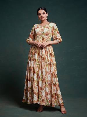 Autumnal elegance floral dress 1