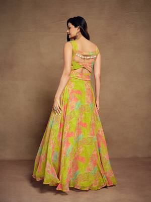 Lemon-lime abstract print gown 4
