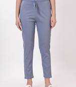 Satrangi women's viscose lycra slate grey solid slim fit pant