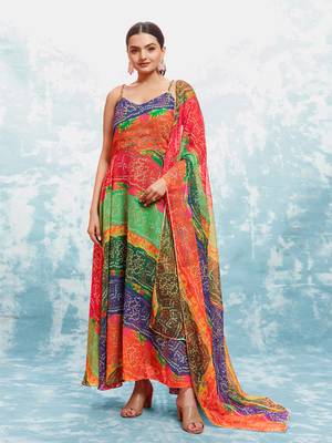 Traditional bandhani print gown 1
