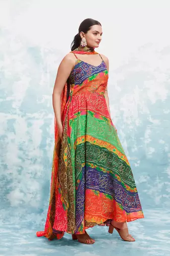Traditional bandhani print gown