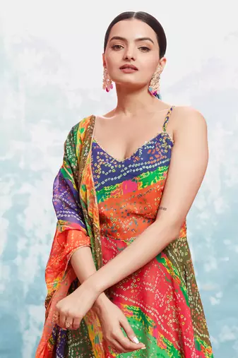 Traditional bandhani print gown