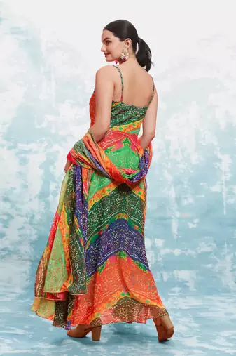 Traditional bandhani print gown