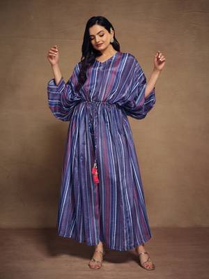 Stripped blue color kaftan 1