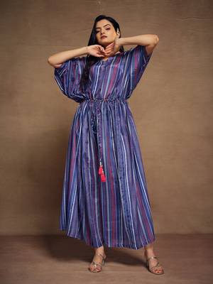 Stripped blue color kaftan 2
