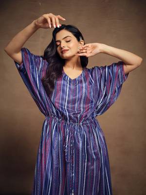 Stripped blue color kaftan 4