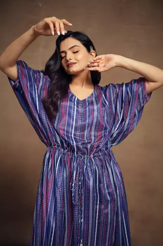 Stripped blue color kaftan