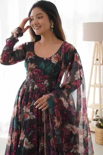 Fusionic pink  ethnic-suits with dupatta