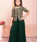 Functional designer dark green georgette shrara suit