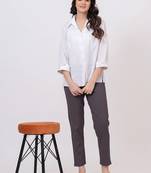 Satrangi women's viscose lycra grey solid slim fit pant