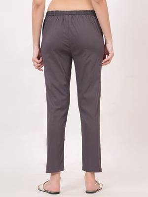 Satrangi women's viscose lycra grey solid slim fit pant 4