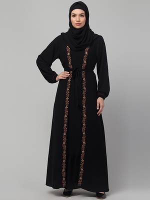 Women stylish traditional wear abaya black shrug 1