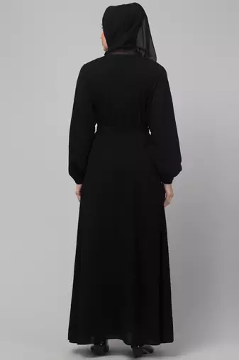 Women stylish traditional wear abaya black shrug
