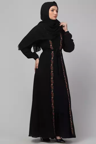 Women stylish traditional wear abaya black shrug