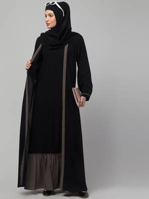 latest shrug women stylish Abaya  burkha Black  1
