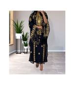 Black Kaftan Handcrafted Georgette Embroidered Work Party Wear Fully Stitched Dresses 0231