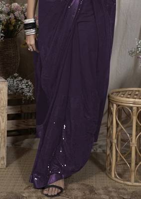 Designer Purple bollywood georgette saree with satin blouse fabric 2