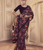 Designer Purple Jimmy Choo Printed Saree with blouse fabric