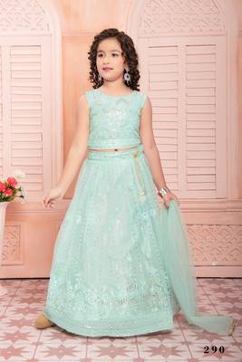 Functional designer ocean blue soft net lehenga choli 1
