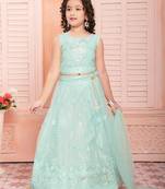 Functional designer ocean blue soft net lehenga choli