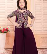 Functional designer wine georgette shrara suit