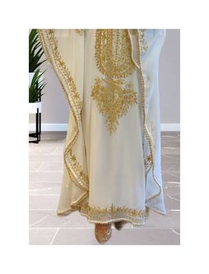 White Kaftan Handcrafted Georgette Embroidered Work Party Wear Fully Stitched Dresses 0233 3