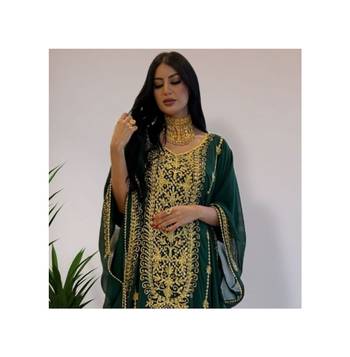Green Party Wear Kaftan for Women  2