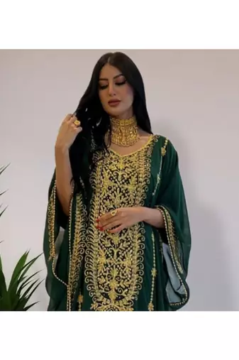 Green Party Wear Kaftan for Women 