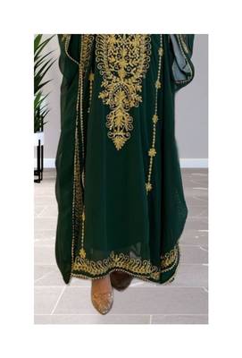 Green Party Wear Kaftan for Women  3