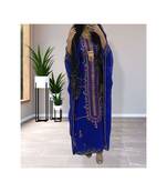 Royal-Blue Kaftan Handcrafted Georgette Embroidered Work Party Wear Fully Stitched Dresses 0236