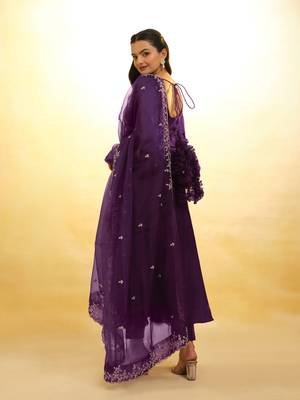 Fusionic purple zari work anarkali-salwar-kameez with dupatta 3