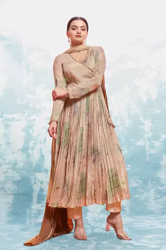 Fusionic peach gota patti readymade-suits with dupatta