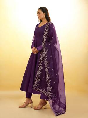 Fusionic purple zari work anarkali-salwar-kameez with dupatta 4