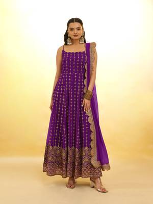 Fusionic purple zari work readymade-suits with dupatta 1