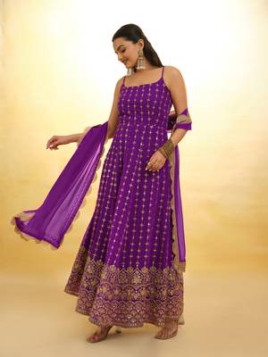 Fusionic purple zari work readymade-suits with dupatta 2