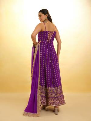 Fusionic purple zari work readymade-suits with dupatta 4