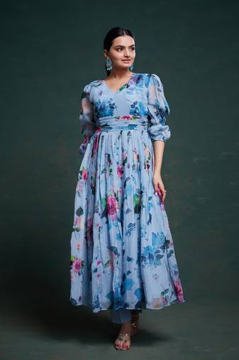 Fusionic blue gota patti readymade-suits with dupatta