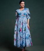 Fusionic blue gota patti readymade-suits with dupatta