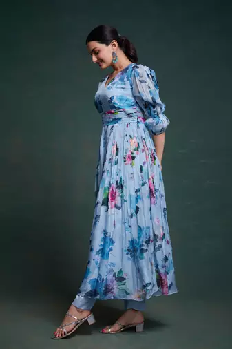 Fusionic blue gota patti readymade-suits with dupatta