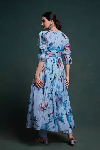 Fusionic blue gota patti readymade-suits with dupatta