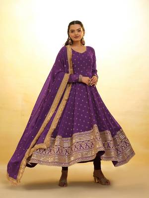 Fusionic purple dori embroidery anarkali-salwar-kameez with dupatta 1