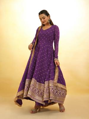 Fusionic purple dori embroidery anarkali-salwar-kameez with dupatta 2