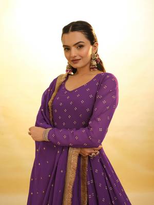 Fusionic purple dori embroidery anarkali-salwar-kameez with dupatta 3
