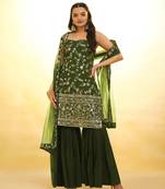 Fusionic olive zari work readymade-suits with dupatta