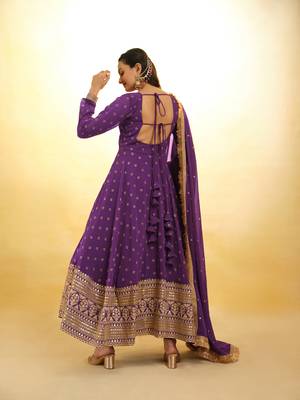 Fusionic purple dori embroidery anarkali-salwar-kameez with dupatta 4