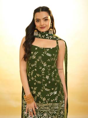 Fusionic olive zari work readymade-suits with dupatta 3
