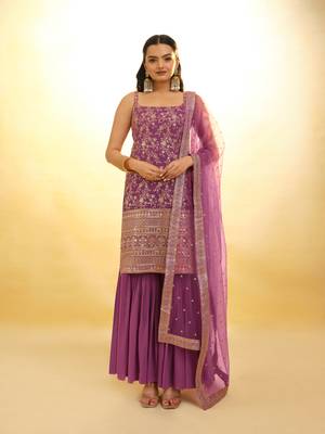 Fusionic lavender zari work readymade-suits with dupatta 1