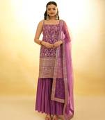 Fusionic lavender zari work readymade-suits with dupatta