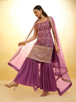 Fusionic lavender zari work readymade-suits with dupatta 2