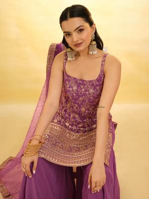 Fusionic lavender zari work readymade-suits with dupatta 3